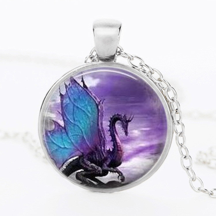 Fantasy Key Necklace Wing Necklace Dragonfly Purple 